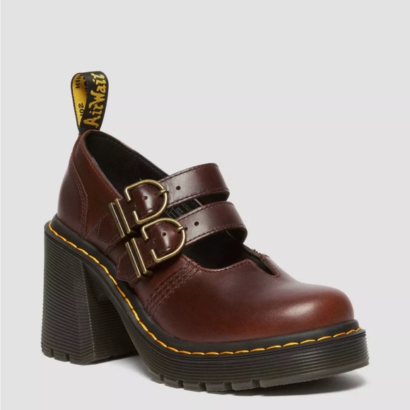 Dr. Martens Eviee brown leather chunky platform Mary Jane’s doc marten - Picture 1 of 8